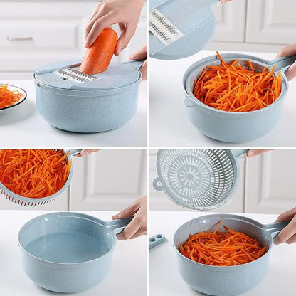 8-in-1 mandoline vegetable slicer from Like2b-uy with multiple blades for slicing, grating, and peeling potatoes, carrots, and onions.