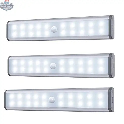 20 LED motion sensor closet light providing automatic illumination for closets, easy to install and energy-efficient.