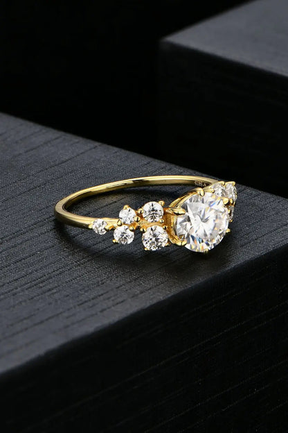 Sterling silver 1 carat moissanite ring with a sparkling gemstone set in a sleek jewelry design