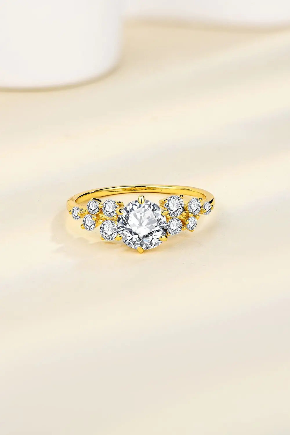 Sterling silver moissanite ring with 1-carat center stone, elegant jewelry design in 925 silver