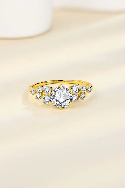 Sterling silver moissanite ring with 1-carat center stone, elegant jewelry design in 925 silver
