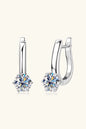 Two carat moissanite sterling silver earrings in 925 sterling silver with sparkling gemstones on elegant jewelry hooks