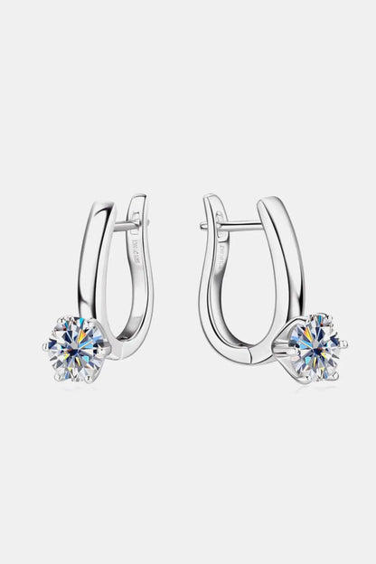 Two-carat Moissanite sterling silver earrings featuring sparkling stones set in 925 sterling silver jewelry.