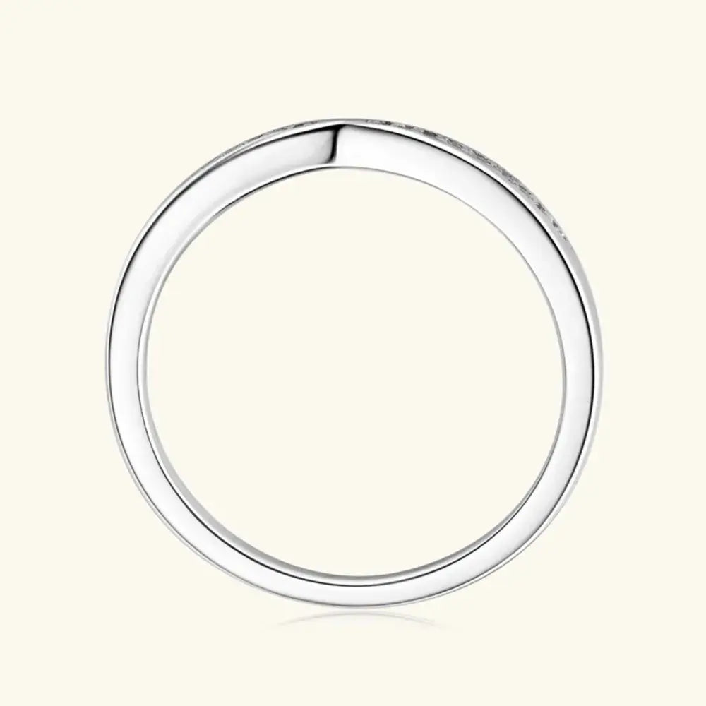 Sterling silver moissanite ring with sparkling gemstone, elegant jewelry piece for special occasions or everyday wear.