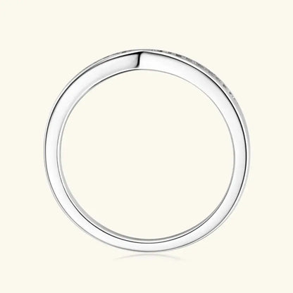 Sterling silver moissanite ring with sparkling gemstone, elegant jewelry piece for special occasions or everyday wear.