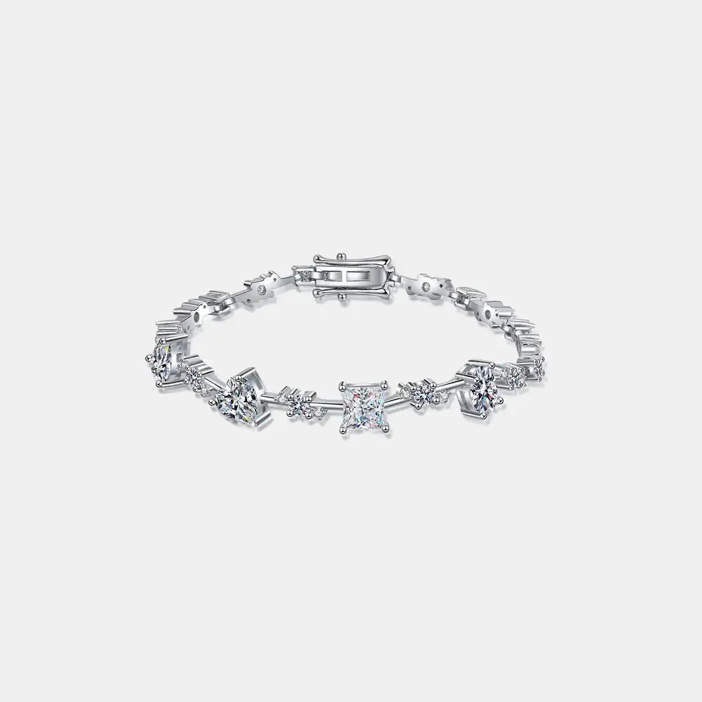Sterling silver bracelet with sparkling 6.2-carat moissanite stones, elegant jewelry piece for special occasions.