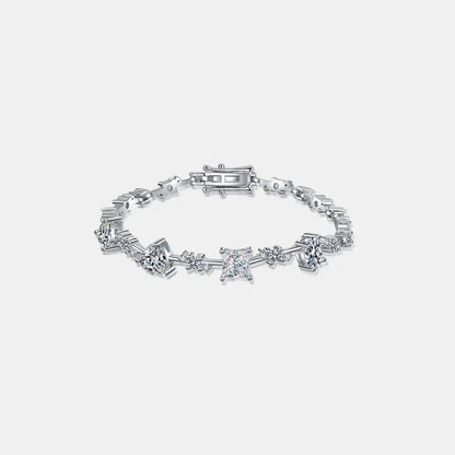 Sterling silver bracelet with sparkling 6.2-carat moissanite stones, elegant jewelry piece for special occasions.