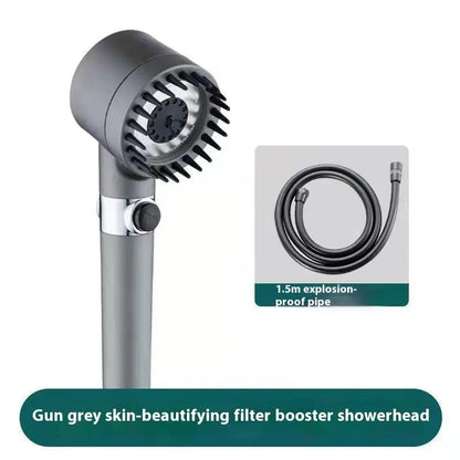 High pressure shower head with 3 modes, designed for a luxurious shower experience, featuring sleek shower parts.