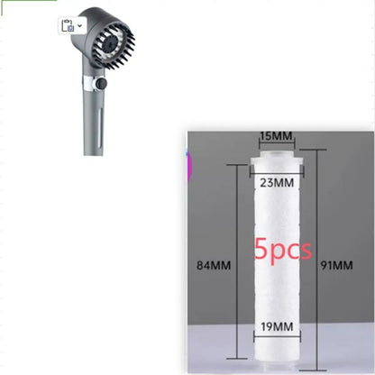 High pressure shower head with three modes, designed for a luxurious shower experience, featuring modern shower parts from Like2b-Uy.