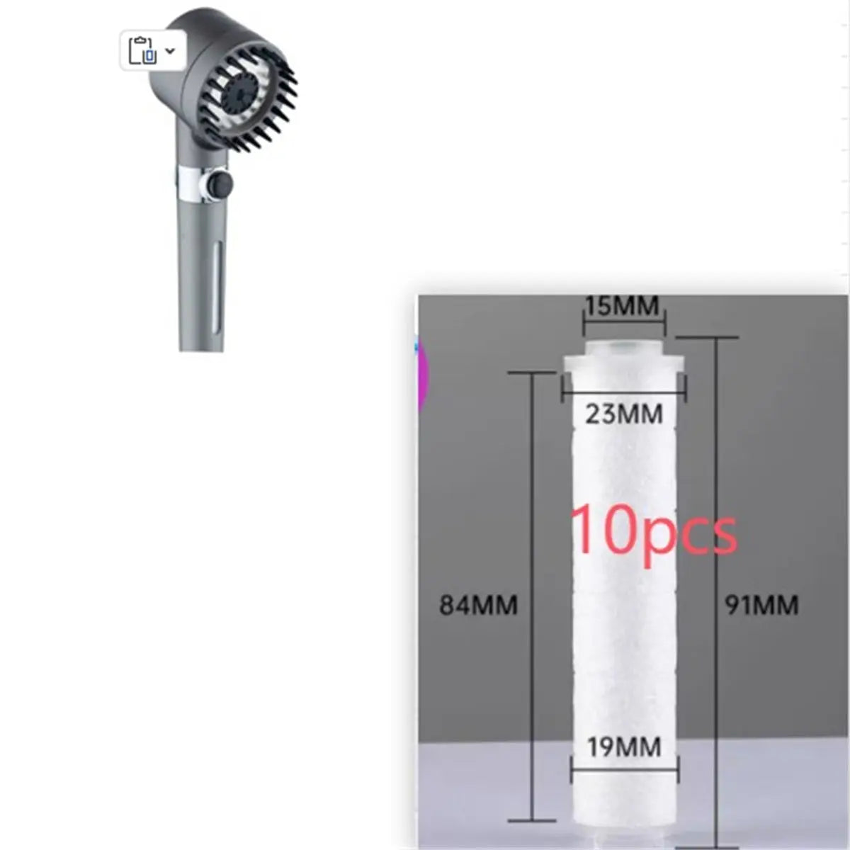 High pressure shower head with three modes, premium shower parts for a luxurious shower experience, featuring sleek design and adjustable spray.