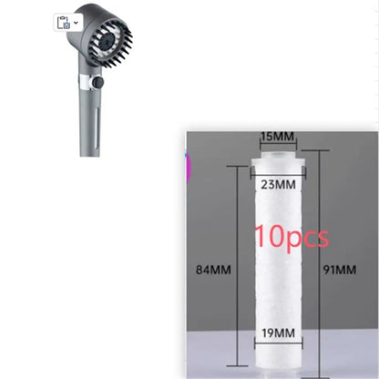 High pressure shower head with three modes, premium shower parts for a luxurious shower experience, featuring sleek design and adjustable spray.