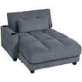 Andi Corduroy Chaise Lounger with 2 Cup Holders-Dark Grey