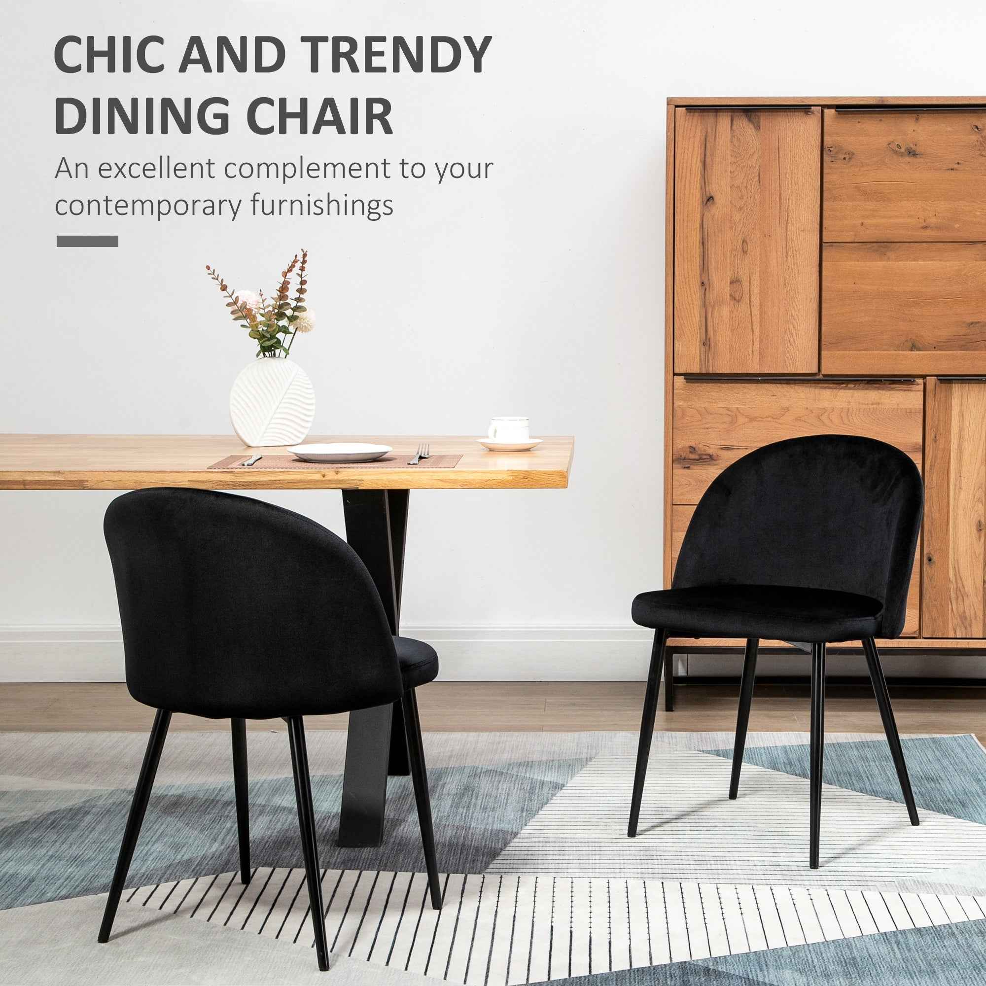 Dylan Set of 2 Mid-Back Dining Chairs-Black