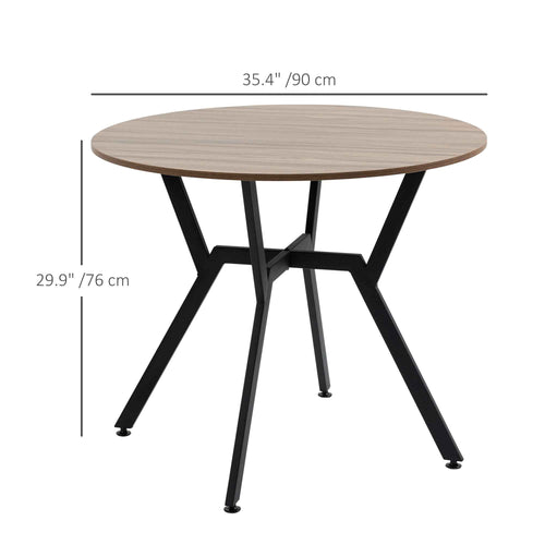 Ainsley 35" Round Dining Table with Steel Frame-Brown
