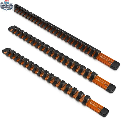 Aluminum Socket Organizer Rails With Rubber End Caps for 10 mm Socket Set - Shopthatapp.ca