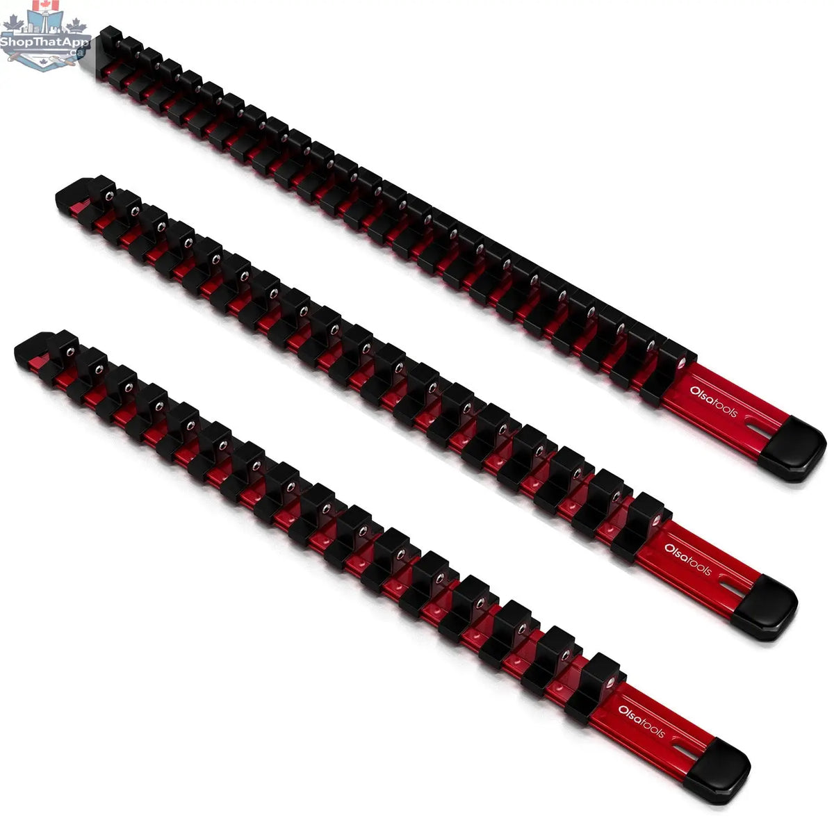 Aluminum Socket Organizer Rails With Rubber End Caps for 10 mm Socket Set - Shopthatapp.ca