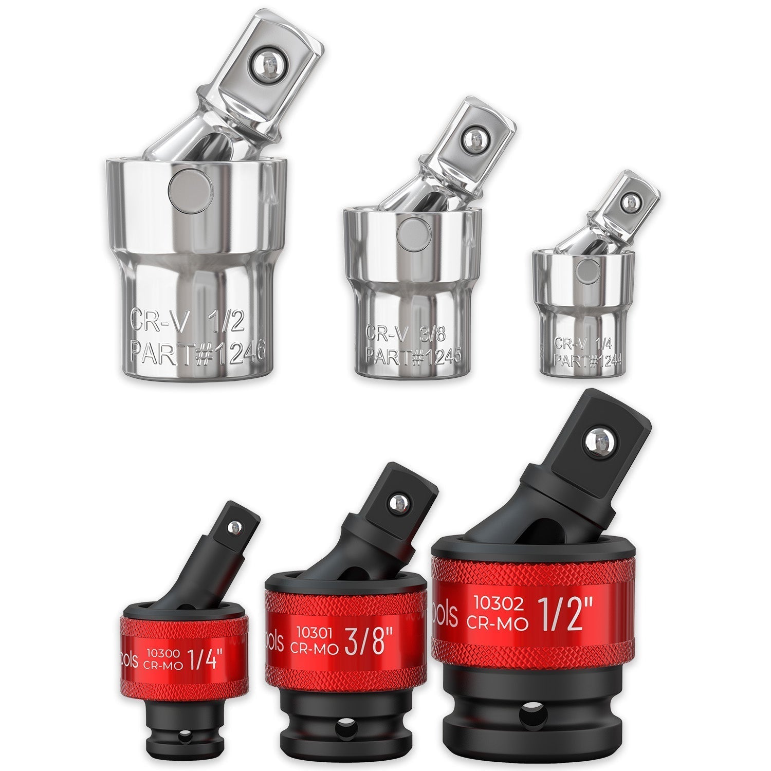 3pc Universal Joint Socket Adapter Set for 1/2", 3/8", and 1/4" Drive - Shopthatapp.ca