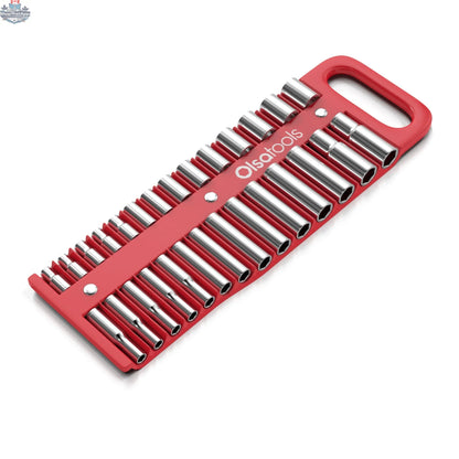 Olsa Tools Canada magnetic socket organizer tray with slots for easy tool management and secure socket storage.