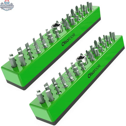 Olsa Tools Canada magnetic hex bit organizer holding various hex bits for easy access and efficient tool management
