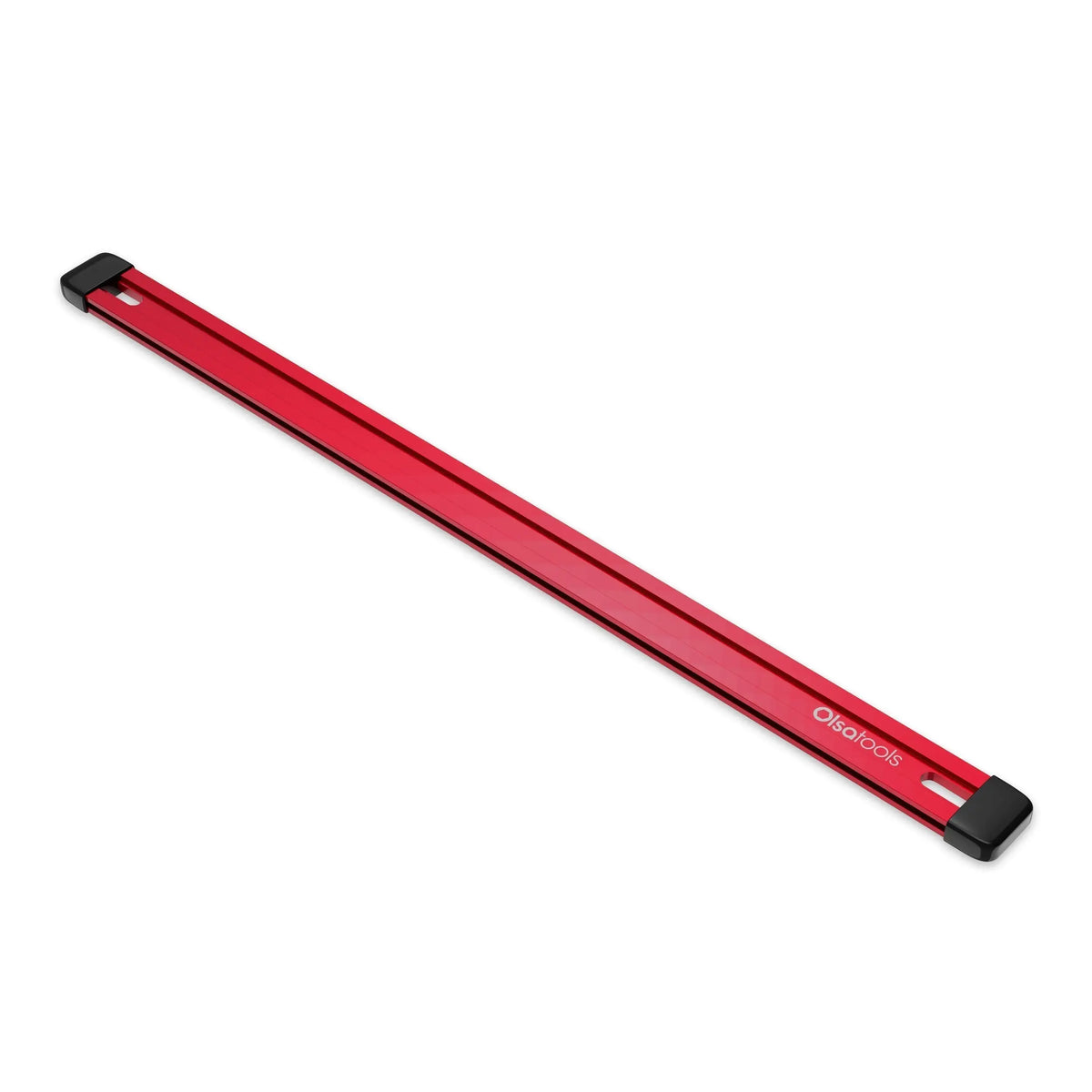 Empty aluminum socket rail by Olsa Tools Canada for organizing sockets, with a sleek silver finish and mounting holes.
