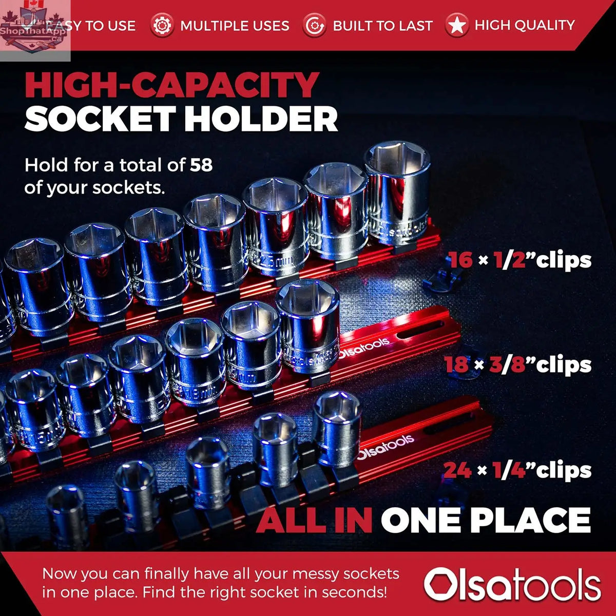 Aluminum Socket Organizer Rails with Locking End Caps - Shopthatapp.ca