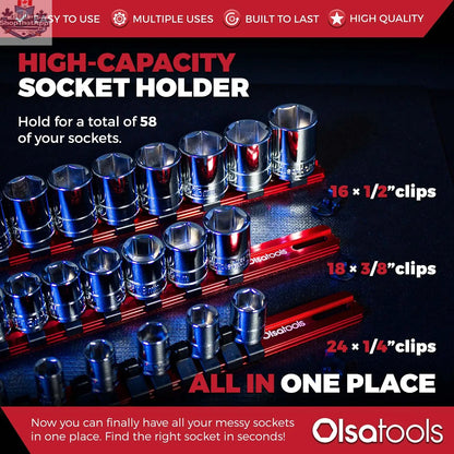 Aluminum Socket Organizer Rails with Locking End Caps - Shopthatapp.ca