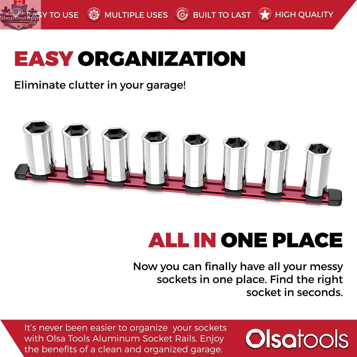 Aluminum Socket Organizer Rails With Rubber End Caps for 10 mm Socket Set - Shopthatapp.ca