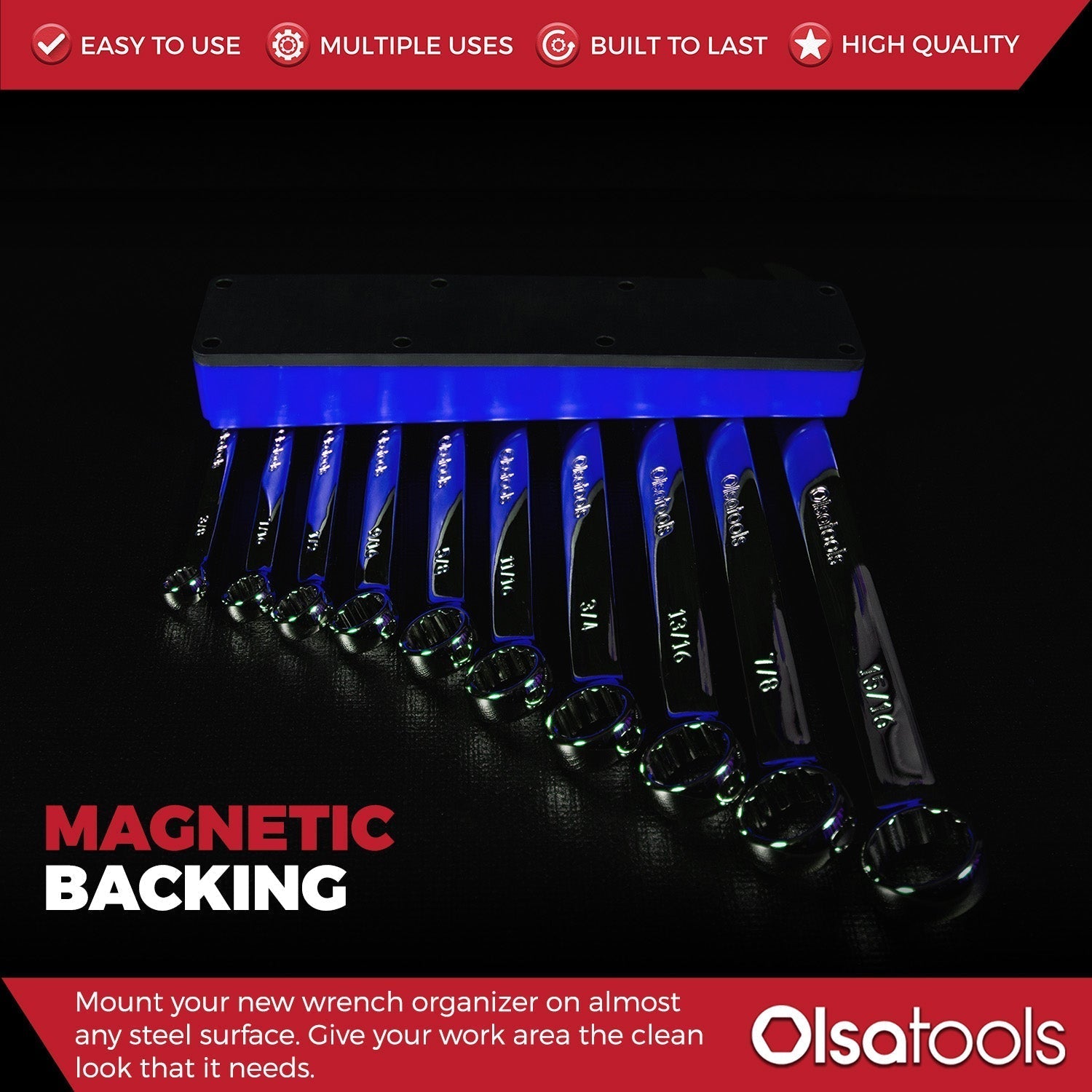 Magnetic Tool Organizer - Durable Magnetic Wrench Holder for Efficient Workspace Management