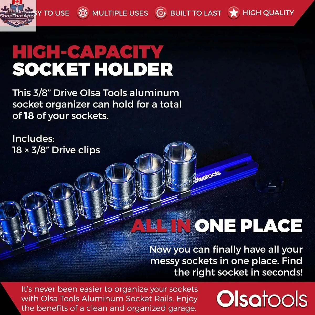 Aluminum Socket Organizer Rails with Locking End Caps - Shopthatapp.ca