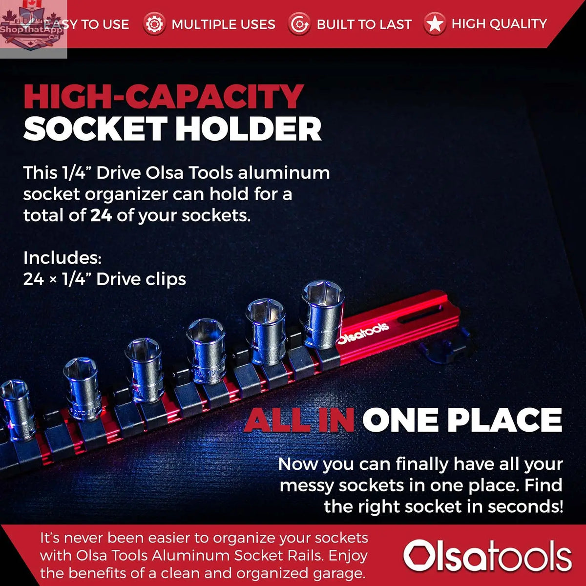 Aluminum Socket Organizer Rails with Locking End Caps - Shopthatapp.ca