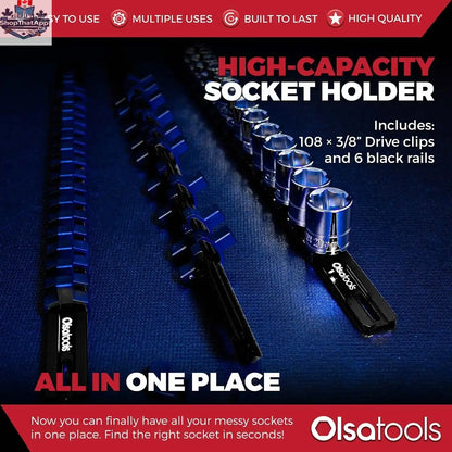 Aluminum Socket Organizer Rails with Locking End Caps - Shopthatapp.ca