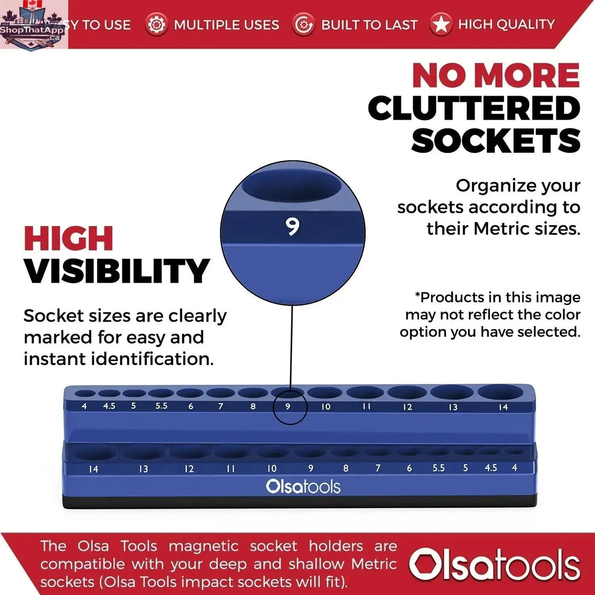 Olsa Tools Canada 2-Row Magnetic Socket Holders for 1/2 drive click torque wrench, organized socket storage solution