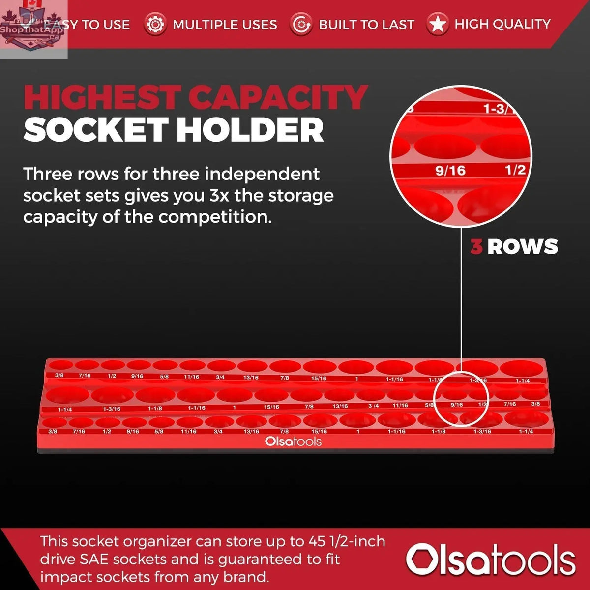 3-Row Magnetic Socket Holder - Shopthatapp.ca