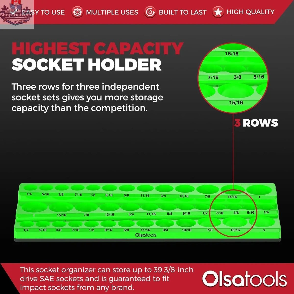3-Row Magnetic Socket Holder - Shopthatapp.ca