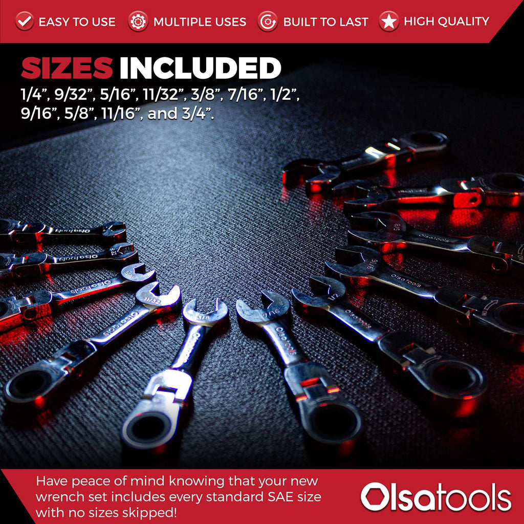 120 Tooth Ratcheting Wrench Set - Stubby Design for Maximum Torque and Accessibility