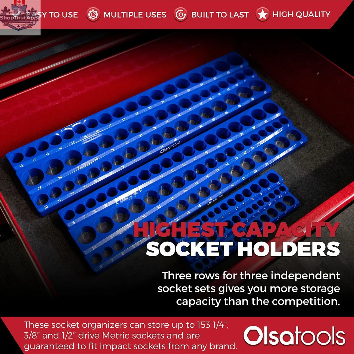3-Row Magnetic Socket Holder - Shopthatapp.ca