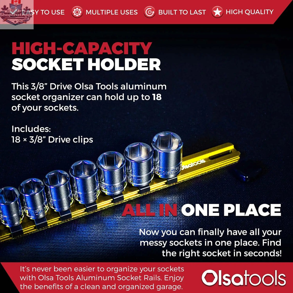 Aluminum Socket Organizer Rails With Rubber End Caps for 10 mm Socket Set - Shopthatapp.ca