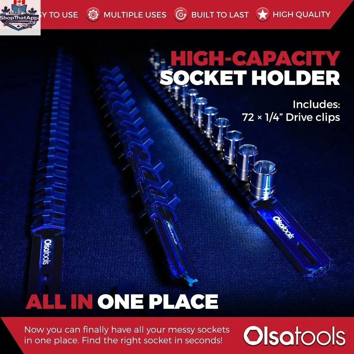 Aluminum Socket Organizer Rails with Locking End Caps - Shopthatapp.ca