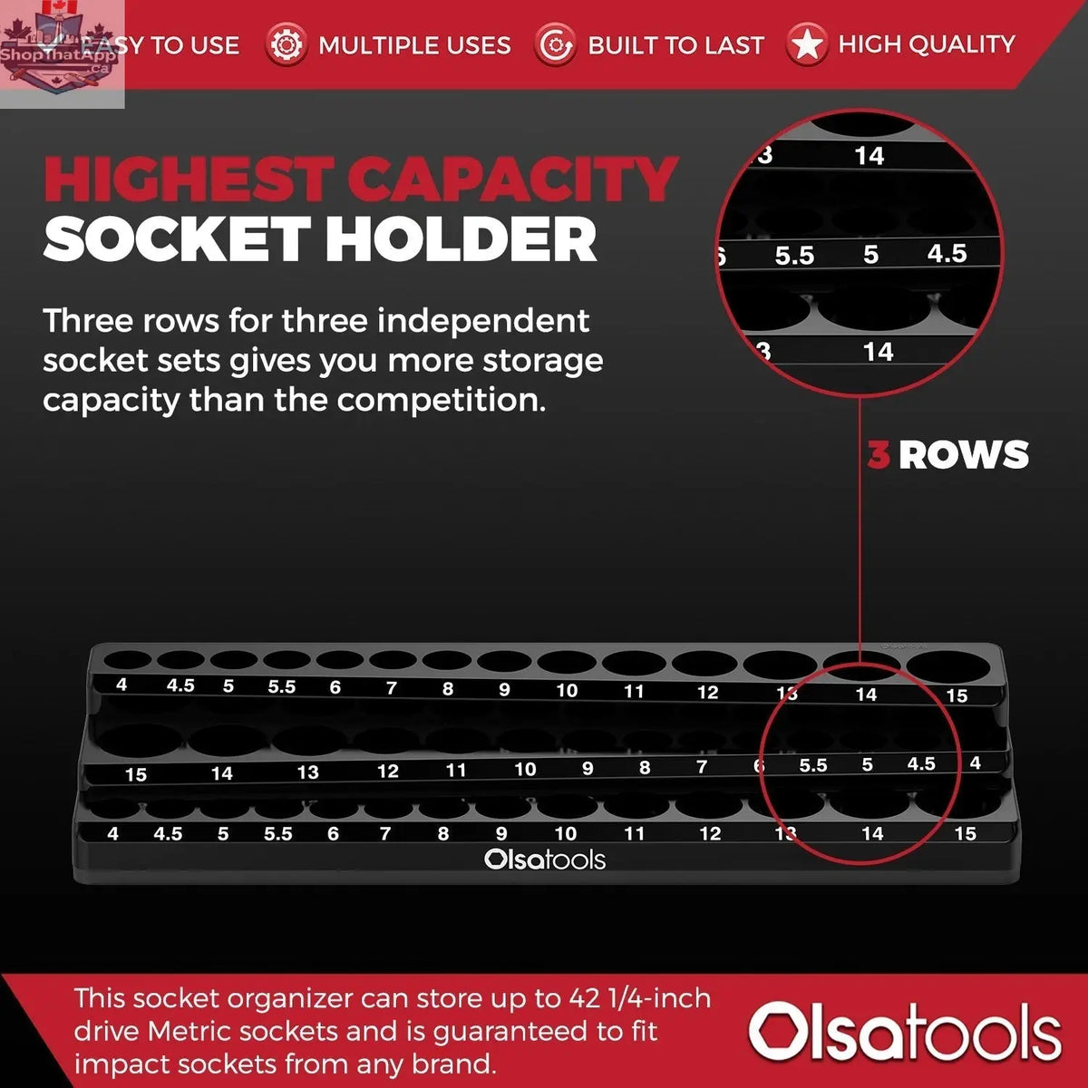 3-Row Magnetic Socket Holder - Shopthatapp.ca