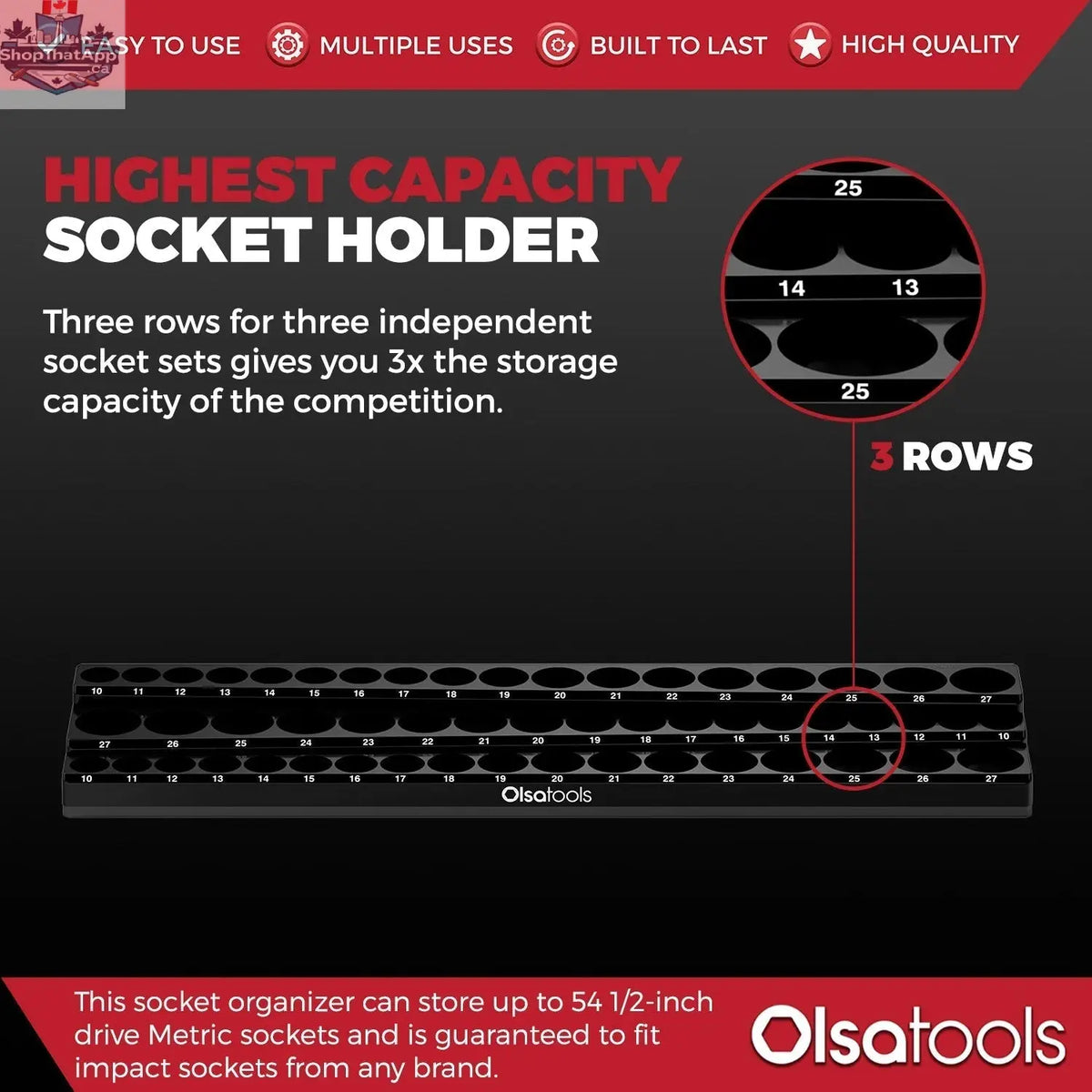 3-Row Magnetic Socket Holder - Shopthatapp.ca