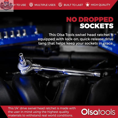 Swivel Head Ratchet - 90 Tooth Round Head - Shopthatapp.ca