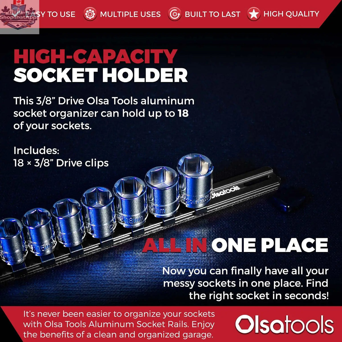 Aluminum Socket Organizer Rails With Rubber End Caps for 10 mm Socket Set - Shopthatapp.ca