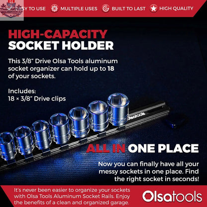 Aluminum Socket Organizer Rails With Rubber End Caps for 10 mm Socket Set - Shopthatapp.ca