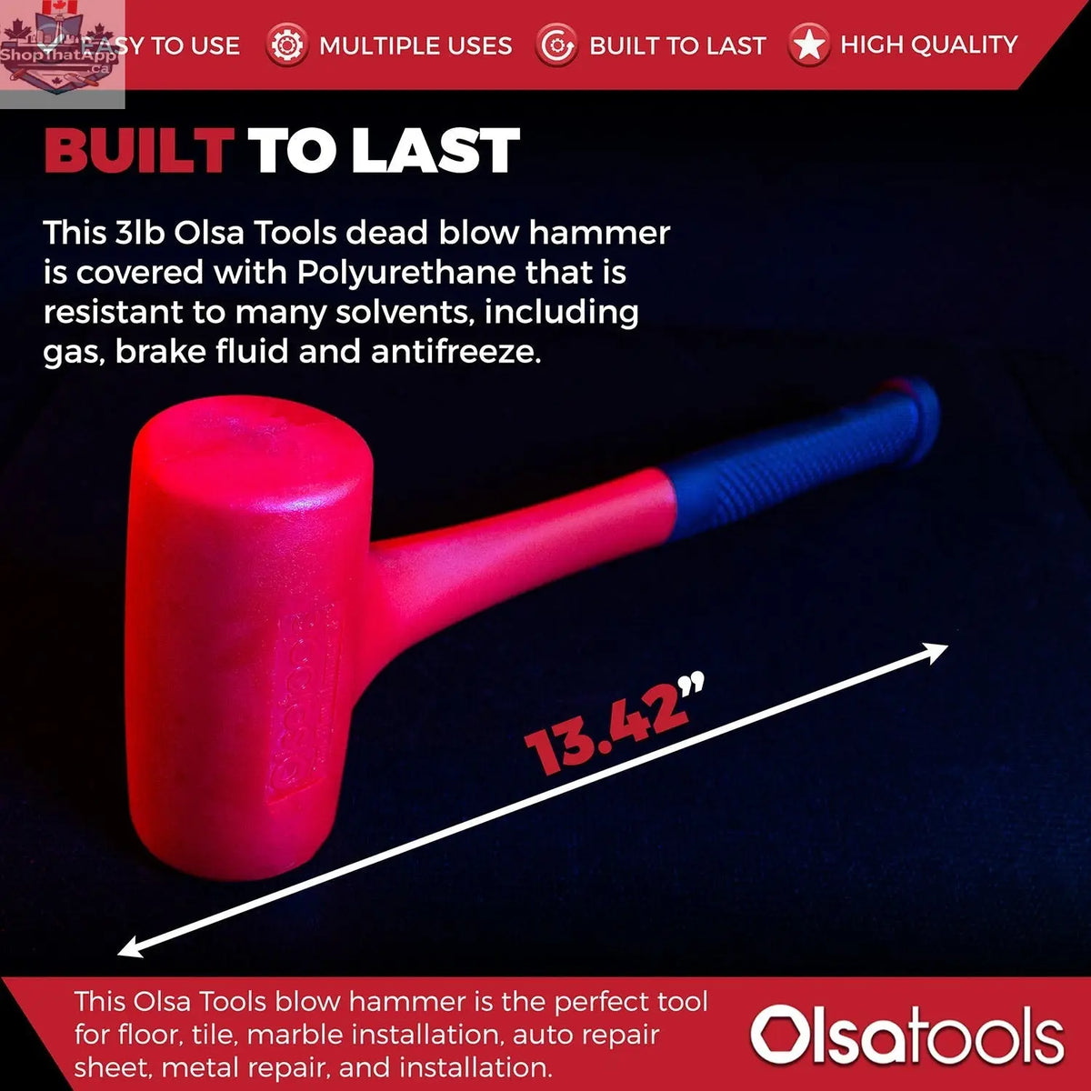 3lb Dead Blow Hammer Polyurethane Head - Shopthatapp.ca