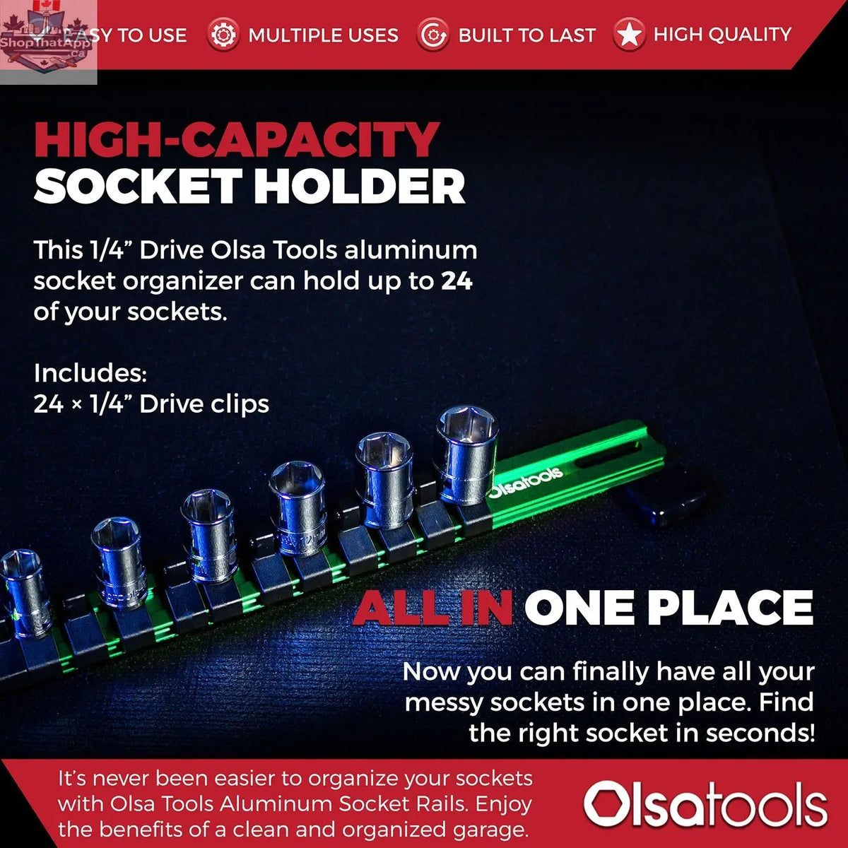 Aluminum Socket Organizer Rails With Rubber End Caps for 10 mm Socket Set - Shopthatapp.ca