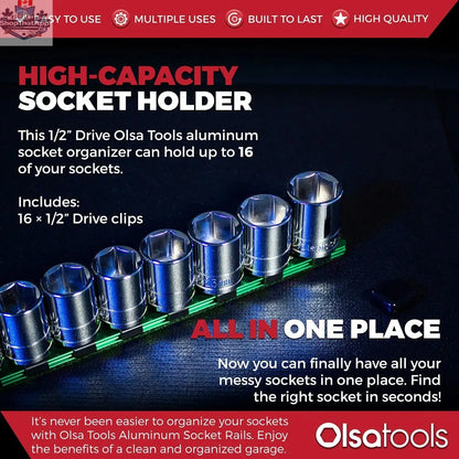 Aluminum Socket Organizer Rails With Rubber End Caps for 10 mm Socket Set - Shopthatapp.ca