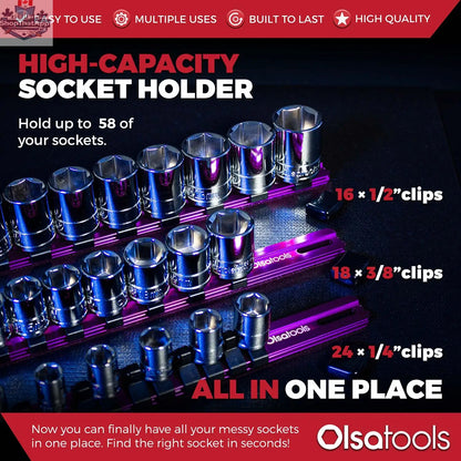 Aluminum Socket Organizer Rails With Rubber End Caps for 10 mm Socket Set - Shopthatapp.ca