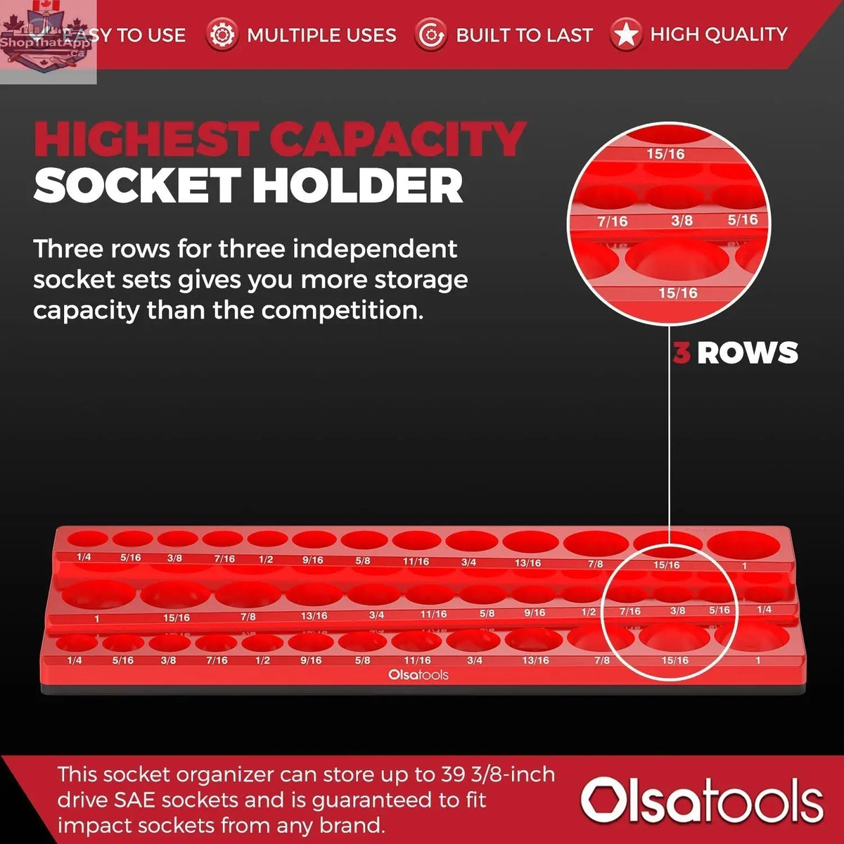 3-Row Magnetic Socket Holder - Shopthatapp.ca