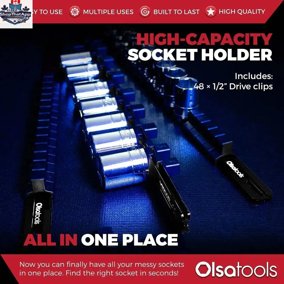 Aluminum Socket Organizer Rails with Locking End Caps - Shopthatapp.ca