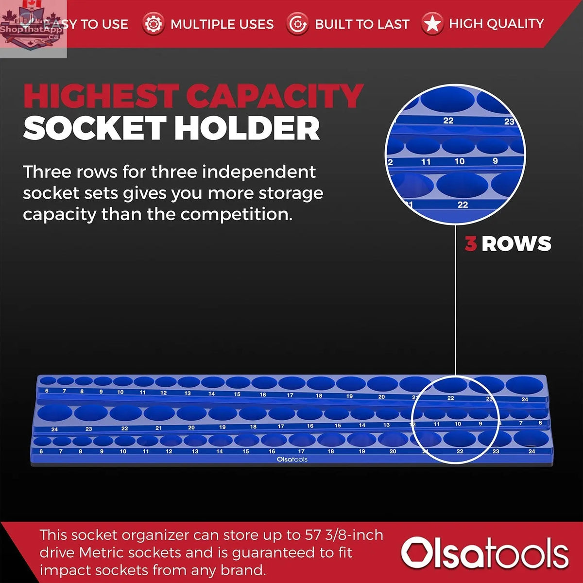 3-Row Magnetic Socket Holder - Shopthatapp.ca